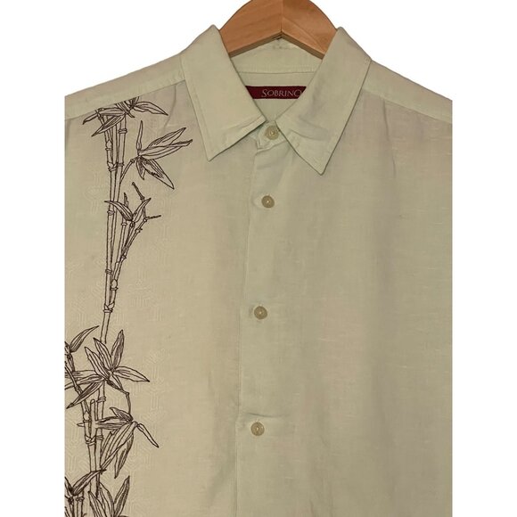 VTG Sobrino Men Bamboo Embroidered Button-Up Shirt Size L Lt Green - Picture 16 of 16